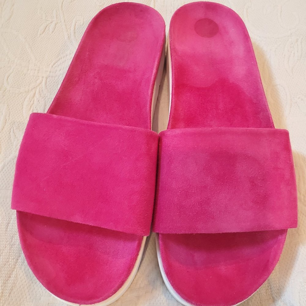 Stuart Weitzman Women's Pink Suede Pool Slides - Size 11